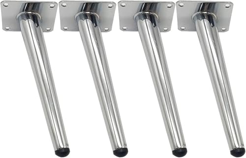 Generisch Moderne Möbelbeine aus silbernem Metall, runde Sofabeine und Schrankbeine, Ersatzbeine, 4-teiliges Set mit Befestigungsschrauben(B,15CM) von Generisch