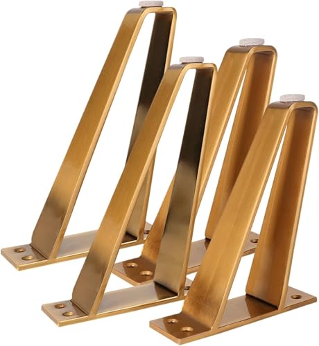 Generisch Möbelbeine aus Metall, Massive Haarnadelbeine, Sofabeine, Tisch-, Schrank-, Sofa-, Möbelfüße, 4er-Set(Gold,6in/15cm) von Generisch