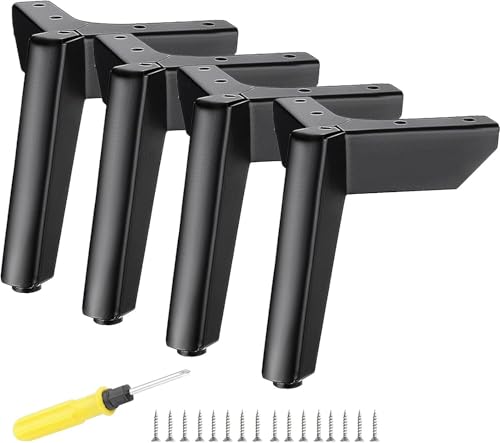 Generisch Möbelbeine aus Metall, robuste Sofabeine, schwarz/Gold, modernes DIY-Sofa/Schrank/TV-Schrank/Nachttisch, 4 Stück, 199 kg(Black,12cm) von Generisch