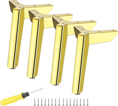 Generisch Möbelbeine aus Metall, robuste Sofabeine, schwarz/Gold, modernes DIY-Sofa/Schrank/TV-Schrank/Nachttisch, 4 Stück, 199 kg(Gold,15cm) von Generisch
