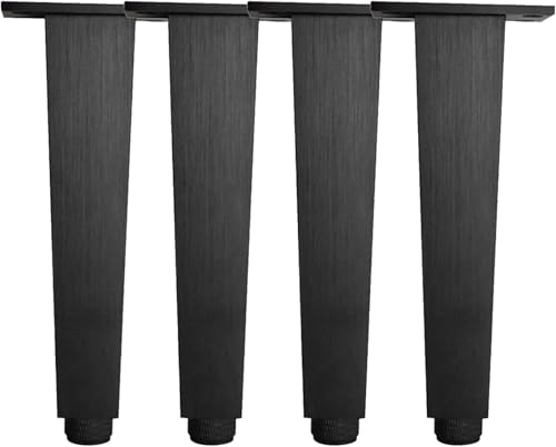 Generisch Möbelbeine aus Vierkantrohrmetall, Füße gebürstet, Sofabein/Schrankbein/Couchtischbein, 4-TLG., 400 lbs(Black,18cm) von Generisch