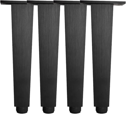 Generisch Möbelbeine aus Vierkantrohrmetall, Füße gebürstet, Sofabein/Schrankbein/Couchtischbein, 4-TLG., 400 lbs(Black,25cm) von Generisch