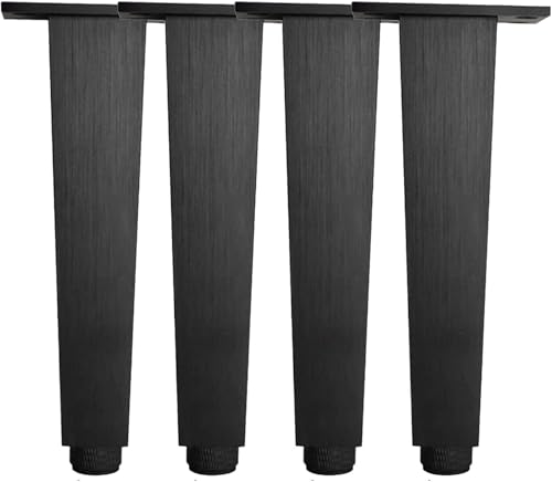 Generisch Möbelbeine aus Vierkantrohrmetall, Füße gebürstet, Sofabein/Schrankbein/Couchtischbein, 4-TLG., 400 lbs(Black,30cm) von Generisch