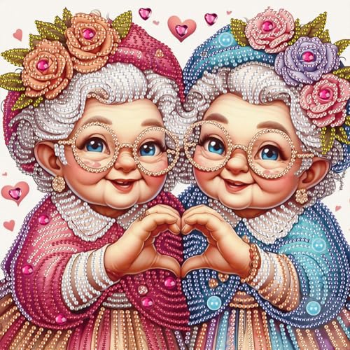Generisch Oma Diamond Painting Erwachsene, 5D Oma Diamant Painting Bilder Anfänger, DIY Enger Freund Diamant Malerei Stickerei Kreuzstich Geschenke Home Wand Dekor 30x30cm-#3 von Generisch