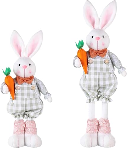 Generisch Osterhase Deko Groß Hase Wichtel mit Ausziehbaren Beinen,mit Teleskopbeinen Ostern Deko Hase Plüsch Osterdeko Tisch Figur Frühlingsdeko für Zuhause Wohnzimmer (A) von Generisch
