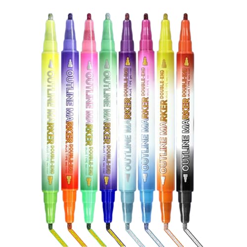 Generisch Outline Marker Doppelseitig | 8er Set Malstifte Zeichenmarker,Kreativmarker für Basteln Beschriften Kolorieren Notizen Schule Aktivitäten Generisch Outline Marker Doppelseitig | 8er Set Malstifte Zeichenmarker,Kreativmarker für Basteln Beschriften Kolorieren Notizen Schule Aktivitäten von Generisch