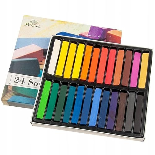 Generisch Pastellkreiden Set Pastelle – 12 oder 24 Farben Phoenix | Weiche Künstlerpastelle für Schule, Hobby & Kunst | Intensive, Mischbare & Bruchresistente Kreiden (24 Stück) von Generisch