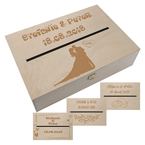Generisch Personalisierte Geldbox Kartenbox Briefbox Hochzeitskartenkiste mit Klappdeckel Box zur Hochzeit naturbelassen (XL Natur) von Generisch