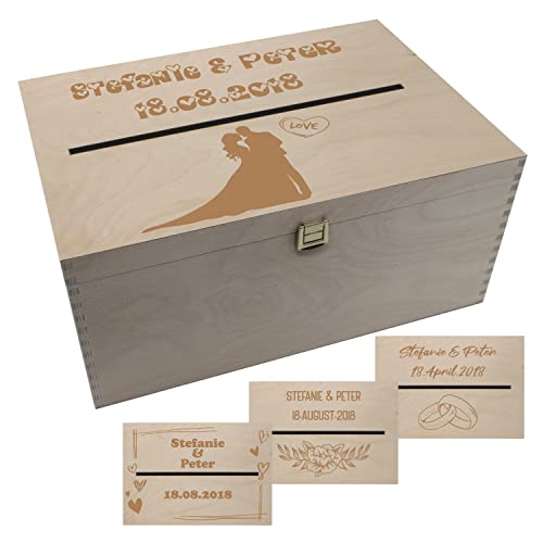 Generisch Personalisierte Geldbox Kartenbox Briefbox Hochzeitskartenkiste mit Klappdeckel Box zur Hochzeit naturbelassen (XXL Natur) von Generisch