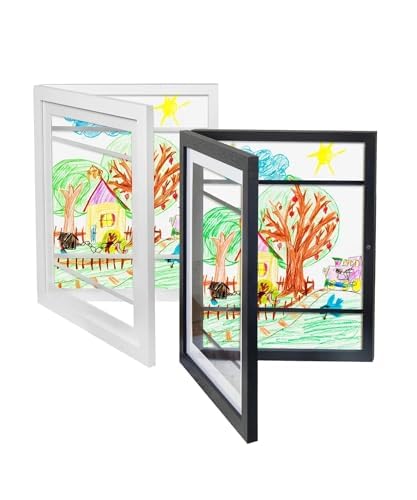 Generisch Picasso-Arts Kinder Bilderrahmen, A4 Befüllbare Rahmen für Kinderzeichnungen und Kunstprojekte mit Frontöffnung (Holz) (Schwarz) von Generisch