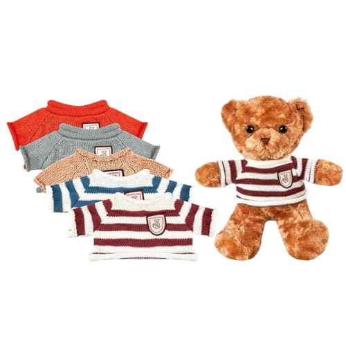 Generisch Plüschbär mit 5 Kleidungs-Kapuzenpullover, Baue einen, süßes Plüschbärspielzeug mit Kleidung, weicher Plüschbär, Puppe, Bärenspielzeug für Mädchen von Generisch