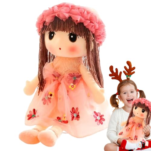 Generisch Plüschpuppenmädchen,Plüschpuppenmädchen für Babys |Stoffpuppe Kuschelkuschel,Handgefertigte multikulturelle Puppe mit Kleidung, schlafende Partnerpuppe zum Kuscheln für Kinder von Generisch
