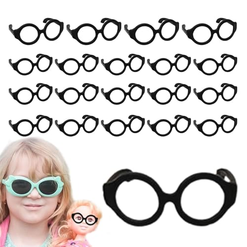Generisch Puppenbrille,Minibrille für Puppen | Linsenlose Puppenbrille,20 Stück kleine Brillen, Puppenbrillen für 7–12 Zoll große Puppen, Puppenkostüm-Zubehör, Puppen-Anzieh-Requisiten von Generisch