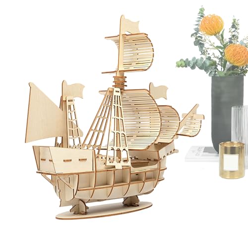 Generisch Puzzle-Bausteine,Segelschiff-Bausteine ​​ | Holzbausatz zum Sammeln, Bootsmodell - Kreativer Bausatz, DIY-Desktop-Puzzleblöcke für, Mädchen, Kinder von Generisch