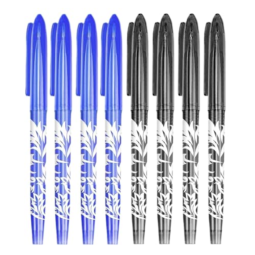 8 Stück Kugelschreiber Radierbar Set – Tintenroller Radierbar in Blau und Schwarz, 0.6mm Radierstift mit Thermo-Tinte, Gelschreiber Friction Stift zum Schreiben und Radieren für Schule Büro Zuhause von Generisch