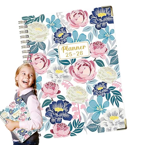 Generisch Ringbuch - Schulheft - Dickes Papier Juli 2025 - Juni 2026 Spiralbindung Mit Blumenmuster Für Journaling, Skizzen & Notizen von Generisch