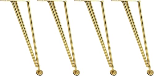 Generisch Robuste 3-Stab-Haarnadelbeine aus Metall, rustikale Massive Möbelbeine, Moderne DIY-Couchtischbeine aus massivem Metall, 4er-Set(26cm) von Generisch