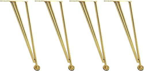 Generisch Robuste 3-Stab-Haarnadelbeine aus Metall, rustikale Massive Möbelbeine, Moderne DIY-Couchtischbeine aus massivem Metall, 4er-Set(31cm) von Generisch