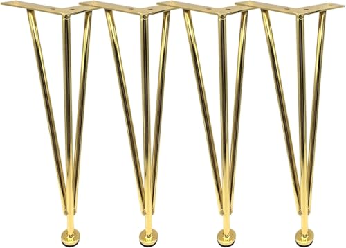 Generisch Robuste 3-Stab-Haarnadelbeine aus Metall, rustikale Massive Möbelbeine, Moderne DIY-Couchtischbeine aus massivem Metall, 4er-Set(43cm) von Generisch