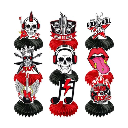 Generisch Rock'n'Roll-Dekorationen, Party-Rock,Wasserdichtes -Rock'n'Roll- - Party-Tischaufsatz, „Born to Rock“-Partygeschenk, Partydekorationen zum Thema Musik für die Babyparty von Generisch