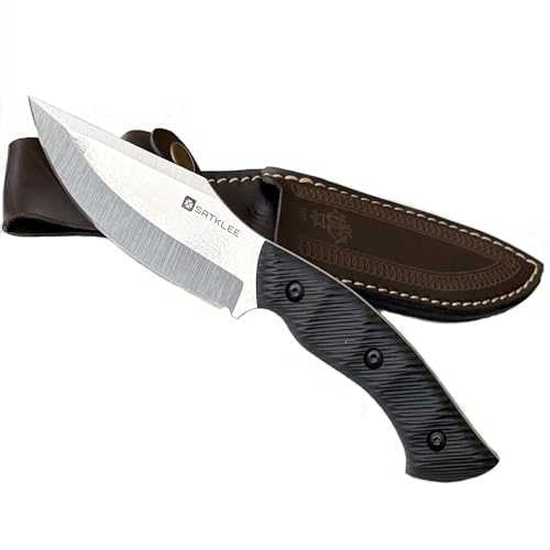 Generisch SATKLEE | 5006 Jagd- und Outdoor Messer – 11 cm Klinge aus 1.4116 Edelstahl – Full Tang Camping Survival Messer mit Kunststoffgriff & Lederscheide – Kompakt & Scharf von Generisch