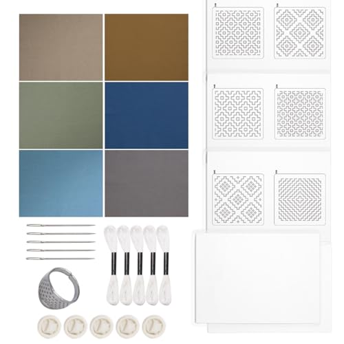 Generisch Sashiko-Kit Für Anfänger - Sashiko-Untersetzer-Kit, Wasserlösliches Sashiko-Stickerei-Anfängerset, Sashiko-Vorlagen-Übungsset, Sashiko-Stickmuster Für Anfänger Und Erwachsene Generisch Sashiko-Kit Für Anfänger - Sashiko-Untersetzer-Kit, Wasserlösliches Sashiko-Stickerei-Anfängerset, Sashiko-Vorlagen-Übungsset, Sashiko-Stickmuster Für Anfänger Und Erwachsene von Generisch