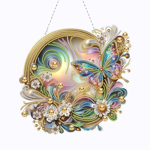 Generisch Schmetterling Diamond Painting Fensterbilder, Tier DIY 5D Doppelseitiges Kristall Diamant Malerei Windspiel, Anhänger Bastelset Diamanten Painting Erwachsene für dekorationen Generisch Schmetterling Diamond Painting Fensterbilder, Tier DIY 5D Doppelseitiges Kristall Diamant Malerei Windspiel, Anhänger Bastelset Diamanten Painting Erwachsene für dekorationen von Generisch