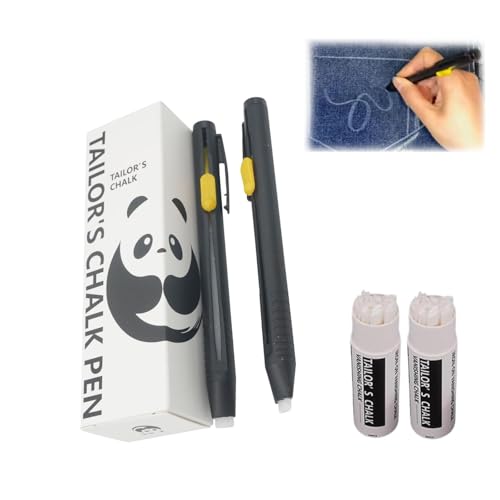 Generisch Schneiderkreide Stift 2 Set, Chalk for Sewing, Wärmelöschbarer Stoffmarker zum Nähen, Kommt mit 20 Nachfüllungen von Generisch