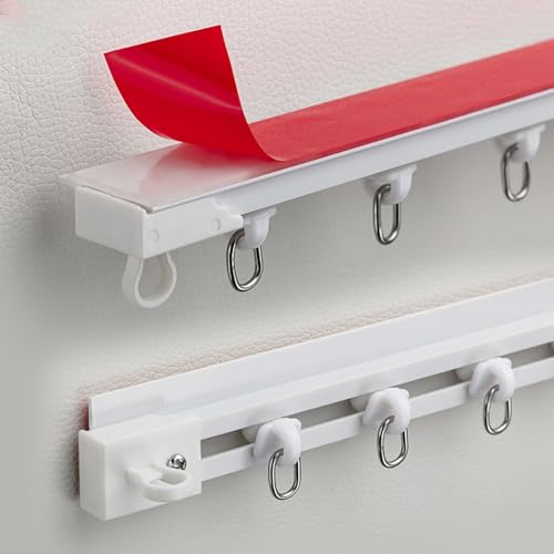 Generisch Selbstklebende Gardinenschiene Vorhangschiene Müheloses Gleiten L: 30-600 cm für Wohnmobil-Vorhangschiene Duschvorhang Schiene Schrank Ohne Bohren Decken- oder Wandmontage(145cm/4.75ft) von Generisch