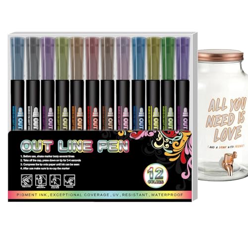 Generisch Shimmer Marker - Umriss Zeichnungsstift für Schrottbuchung, 12 Farben Kit mit dauerhaft Generisch Shimmer Marker - Umriss Zeichnungsstift für Schrottbuchung, 12 Farben Kit mit dauerhaft von Generisch