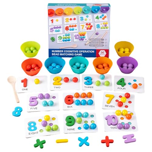 Generisch Silicone Bead Math Toy, Mathematik-Spielzeug für Vorschulkinder - Silikon-Zahlen-Set mit Holzperlen, Trainings-Chopsticks und Löffel, frühpädagogisches Feingefühl-Training Generisch Silicone Bead Math Toy, Mathematik-Spielzeug für Vorschulkinder - Silikon-Zahlen-Set mit Holzperlen, Trainings-Chopsticks und Löffel, frühpädagogisches Feingefühl-Training von Generisch