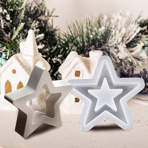 Generisch Silikonform Stern Gießformen Silikon Weihnachten Kerzenhalter Kerzenformen, 1 Stück, S von Generisch