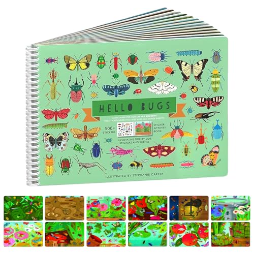 Generisch Sticker Book, Activity Set, 12 Reusable Scenes & 12 Colorable Pages, Free Peel Reuse Decals, Sturdy Waterproof Cover, Portable Folder with Drawing Stencils, Travel Toy for Kids von Generisch