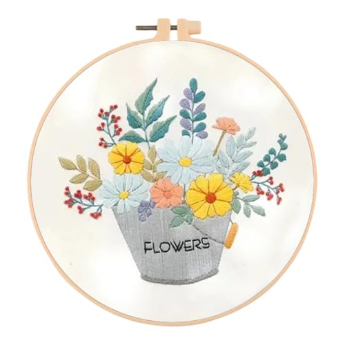 Generisch Stickset für Anfänger Blume Sticken Set Erwachsene DIY Kreuzstich Stick Set Starter Embroidery Kit mit Stickrahmen Farbfäden und Werkzeuge-#1 von Generisch