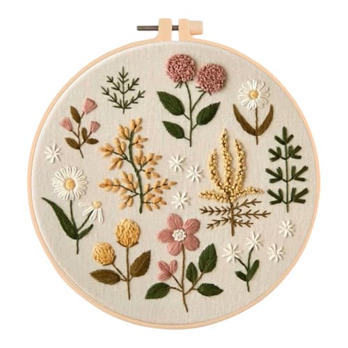 Generisch Stickset für Anfänger Blume Sticken Set Erwachsene DIY Kreuzstich Stick Set Starter Embroidery Kit mit Stickrahmen Farbfäden und Werkzeuge-#11 von Generisch
