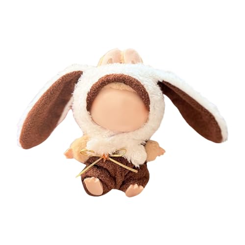 Generisch Süße Kleidung Für 17 cm Plüsch,Zubehör Für Puppe,Niedliche Kuscheltier Kleidung Outfit Nur Bekleidungs Zubehör Für 17Cm Plush Pullover Hoodie Bekleidung,DIY Kinder Geschenke,Braunes Häschen von Generisch