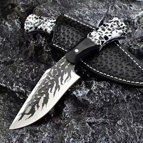 TEERMA QB7 Integriertes geschmiedetes gerades Messer im Freien mit fester Klinge, Überlebensmesser, Jagdmesser von Generisch