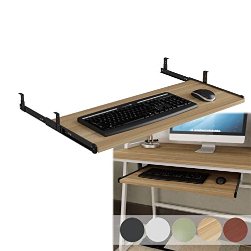 Generisch Tastaturablage aus Holz mit höhenverstellbarem Ständer, ausziehbare Schreibtischablage in 5 Farboptionen, Schiebedesign mit Ablagefächern für Tastaturen und Mäuse, 54/60/70 x 27 cm von Generisch