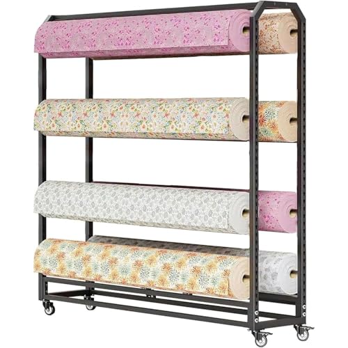 Generisch Textilgewebe-Präsentationsständer, Eisen, kommerzielle Mobile Regale, robuster Organizer-Halter mit Rädern, für Vinylrollen/Lederrollen/Fensterfolie/Tapete, 130 cm (160 cm, 20 Stangen) von Generisch