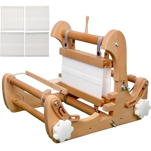 Generisch Tischwebstuhl aus Holz, DIY-Handstrickwebmaschine, Webrahmen-Webstuhl-Set mit 4 Arten von Starren Litzen, maximale Webbreite 20 cm, for Anfänger, Kunsthandwerker von Generisch