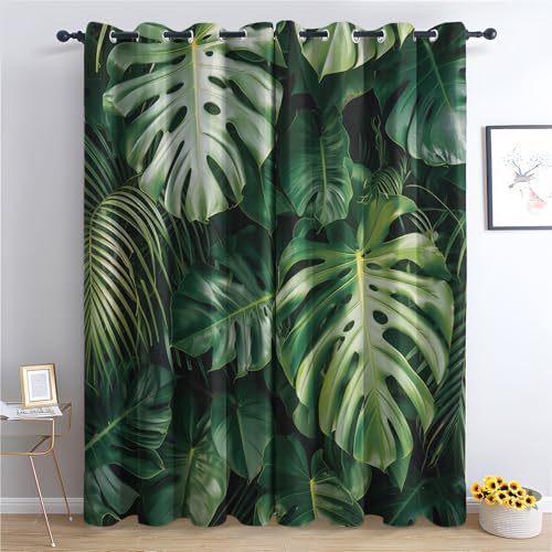 Generisch Tropisches Monstera Vorhang, Blätter Gardinen mit Ösen 2er Set Verdunkelungsvorhang, Grüne Blätter Vorhänge, Wohnzimmer Schlafzimmer Kinderzimmer Blickdichte vorhänge, 220x215 cm j1&-127 Generisch Tropisches Monstera Vorhang, Blätter Gardinen mit Ösen 2er Set Verdunkelungsvorhang, Grüne Blätter Vorhänge, Wohnzimmer Schlafzimmer Kinderzimmer Blickdichte vorhänge, 220x215 cm j1&-127 von Generisch