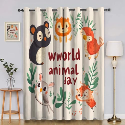Generisch Verdunklungsvorhänge Tierwelt, Vorhang Blickdicht Niedlich Vorhänge mit öSen 2er Set für Schlafzimmer Kinderzimmer, Deko Gardinen Wohnzimmer - B140 x H175 cm aA4004 Generisch Verdunklungsvorhänge Tierwelt, Vorhang Blickdicht Niedlich Vorhänge mit öSen 2er Set für Schlafzimmer Kinderzimmer, Deko Gardinen Wohnzimmer - B140 x H175 cm aA4004 von Generisch