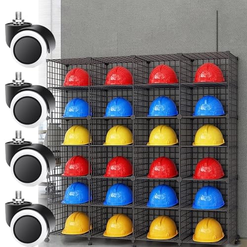 Generisch Verstellbarer, beweglicher Motorradhelmständer mit 4 Rädern, Sicherheitskappenhalter für 3–32 Helme, Ständer für Feuerwehrhelm-Organizer im Büro (schwarz, 144 x 37 x 146 cm) von Generisch