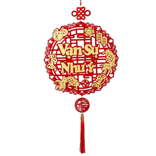 Generisch Vietnamesisches Neujahrsornament, Hängende Dekoration, Rot, Beflockungsstoff, Tet, Neujahr, Festliches Ereignis von Generisch