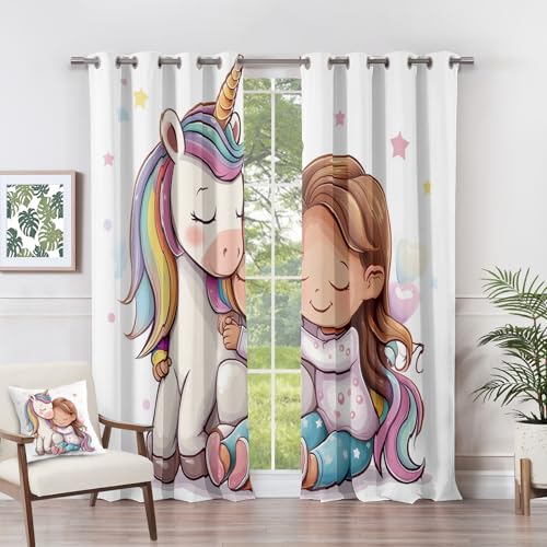 Generisch Vorhänge Einhorn - Kinderzimmer Cartoon Fenster Gardinen mit Ösen, Vorhang Blickdicht Verdunklungsvorhänge Thermovorhang für Wohnzimmer Schlafzimmer Deko 2er Set, H 166 x B 75 cm J#-38 Generisch Vorhänge Einhorn - Kinderzimmer Cartoon Fenster Gardinen mit Ösen, Vorhang Blickdicht Verdunklungsvorhänge Thermovorhang für Wohnzimmer Schlafzimmer Deko 2er Set, H 166 x B 75 cm J#-38 von Generisch