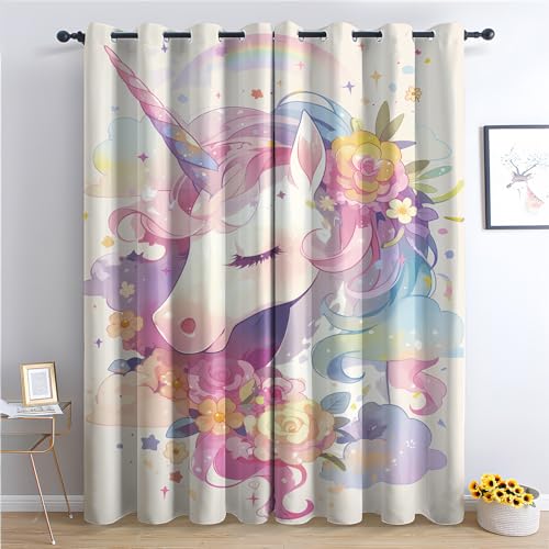 Generisch Vorhänge Einhorn - Mädchen Regenbogen Fenster Gardinen mit Ösen, Vorhang Blickdicht Verdunklungsvorhänge Thermovorhang für Wohnzimmer Schlafzimmer Deko 2er Set, H 245 x B 140 cm J-#271 Generisch Vorhänge Einhorn - Mädchen Regenbogen Fenster Gardinen mit Ösen, Vorhang Blickdicht Verdunklungsvorhänge Thermovorhang für Wohnzimmer Schlafzimmer Deko 2er Set, H 245 x B 140 cm J-#271 von Generisch