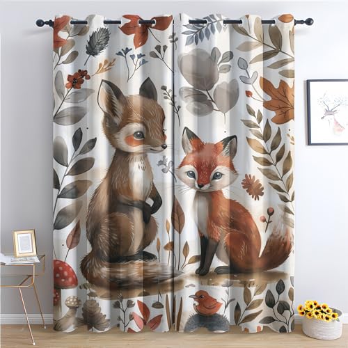 Generisch Vorhänge Fuchs Muster - Niedlich Waldtiere Kinder Fenster Gardinen mit Ösen, Vorhang Blickdicht Verdunklungsvorhänge Thermovorhang für Schlafzimmer Deko 2er Set, H 137 x B 117 cm S-&145 Generisch Vorhänge Fuchs Muster - Niedlich Waldtiere Kinder Fenster Gardinen mit Ösen, Vorhang Blickdicht Verdunklungsvorhänge Thermovorhang für Schlafzimmer Deko 2er Set, H 137 x B 117 cm S-&145 von Generisch