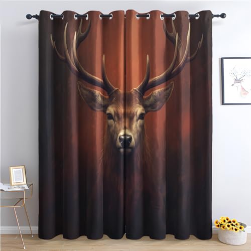 Generisch Vorhänge Hirschmotiv - Waldtiere Fenster Gardinen mit Ösen, Vorhang Blickdicht Verdunklungsvorhänge Thermovorhang für Wohnzimmer Schlafzimmer Deko 2er Set, H 245 x B 140 cm O-&449 Generisch Vorhänge Hirschmotiv - Waldtiere Fenster Gardinen mit Ösen, Vorhang Blickdicht Verdunklungsvorhänge Thermovorhang für Wohnzimmer Schlafzimmer Deko 2er Set, H 245 x B 140 cm O-&449 von Generisch