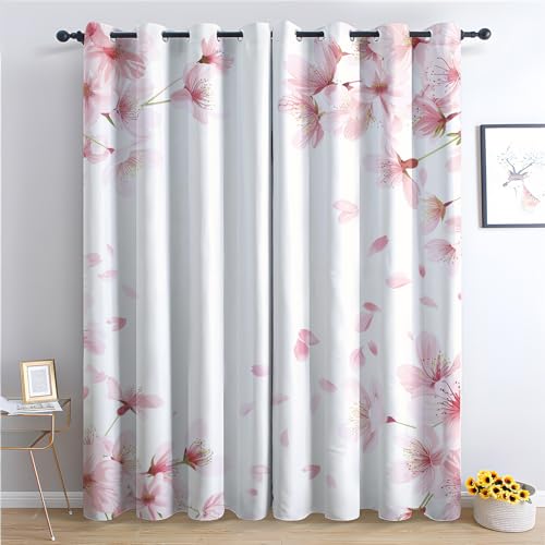 Generisch Vorhänge Kirschblüte Muster - Mädchen Rosa Blumen Fenster Gardinen mit Ösen, Vorhang Blickdicht Verdunklungsvorhänge Thermovorhang für Schlafzimmer Deko 2er Set, H 160 x B 140 cm S-&158 Generisch Vorhänge Kirschblüte Muster - Mädchen Rosa Blumen Fenster Gardinen mit Ösen, Vorhang Blickdicht Verdunklungsvorhänge Thermovorhang für Schlafzimmer Deko 2er Set, H 160 x B 140 cm S-&158 von Generisch