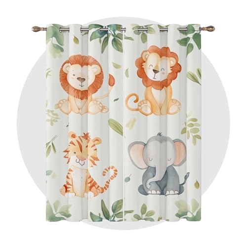 Generisch Vorhänge Safari - Süße Cartoon Zootier Fenster Gardinen mit Ösen, Vorhang Blickdicht Verdunklungsvorhänge Thermovorhang für Wohnzimmer Schlafzimmer Deko 2er Set, H 160 x B 132 cm C#-3 Generisch Vorhänge Safari - Süße Cartoon Zootier Fenster Gardinen mit Ösen, Vorhang Blickdicht Verdunklungsvorhänge Thermovorhang für Wohnzimmer Schlafzimmer Deko 2er Set, H 160 x B 132 cm C#-3 von Generisch
